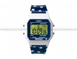 Timex T2N380 Classic Blue Dotted White Resin Strap Watch
